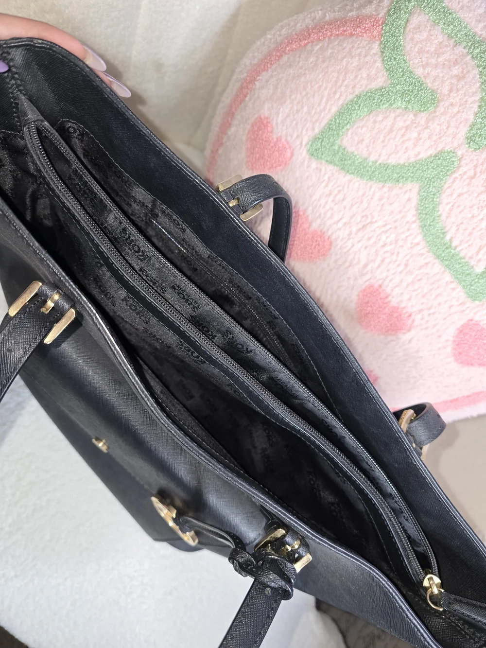 Michael Kors Black Saffiano Leather Tote with Front Pocket